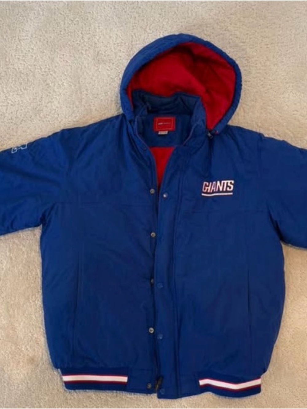 New York Football Giants Blue Puffer Jacket with Hood